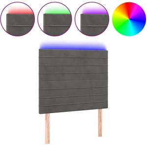 vidaXL Tête de lit à LED Gris foncé 100x5x78/88 cm Velours pas cher
