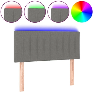 vidaXL Tête de lit à LED Gris foncé 90x5x78/88 cm Tissu pas cher