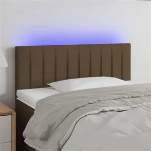 vidaXL Tête de lit à LED Marron Foncé 90x5x78/88 cm Tissu pas cher