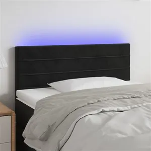 vidaXL Tête de lit à LED Noir 100x5x78/88 cm Velours pas cher