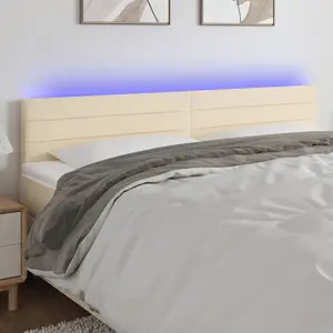 vidaXL Tête de lit à LED Crème 180x5x78/88 cm Tissu pas cher