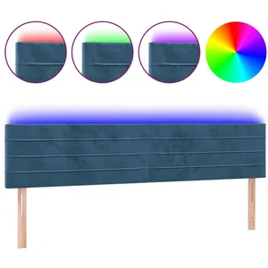 vidaXL Tête de lit à LED Bleu foncé 160x5x78/88 cm Velours pas cher