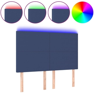 vidaXL Tête de lit à LED Bleu 144x5x118/128 cm Tissu pas cher