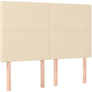 vidaXL Tête de lit à LED Crème 144x5x118/128 cm Tissu pas cher