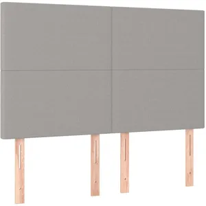 vidaXL Tête de lit à LED Gris clair 144x5x118/128 cm Tissu pas cher