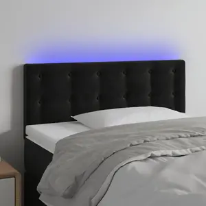 vidaXL Tête de lit à LED Noir 100x5x78/88 cm Velours pas cher