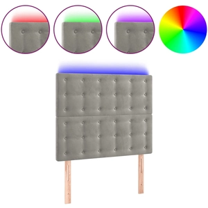 vidaXL Tête de lit à LED Gris clair 90x5x78/88 cm Velours pas cher