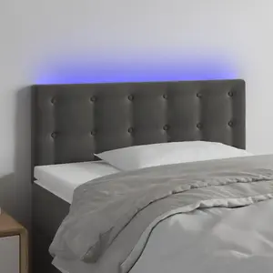 vidaXL Tête de lit à LED Gris foncé 80x5x78/88 cm Velours pas cher