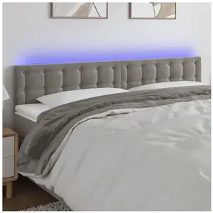 vidaXL Tête de lit à LED Gris clair 160x5x78/88 cm Velours pas cher