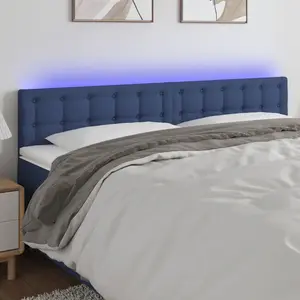 vidaXL Tête de lit à LED Bleu 200x5x78/88 cm Tissu pas cher