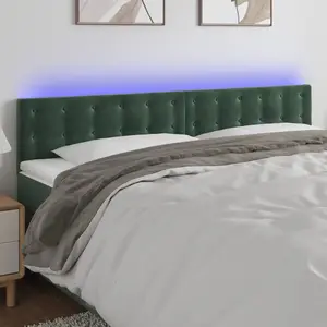 vidaXL Tête de lit à LED Vert foncé 200x5x78/88 cm Velours pas cher