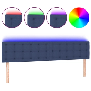 vidaXL Tête de lit à LED Bleu 160x5x78/88 cm Tissu pas cher