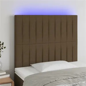 vidaXL Tête de lit à LED Marron foncé 100x5x118/128 cm Tissu pas cher