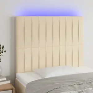 vidaXL Tête de lit à LED Crème 80x5x118/128 cm Tissu pas cher