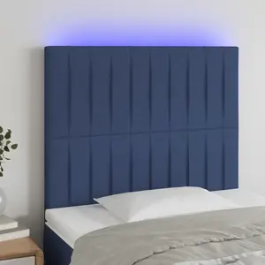 vidaXL Tête de lit à LED Bleu 80x5x118/128 cm Tissu pas cher