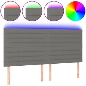 vidaXL Tête de lit à LED Gris foncé 200x5x118/128 cm Tissu pas cher