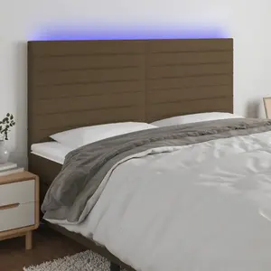 vidaXL Tête de lit à LED Marron foncé 180x5x118/128 cm Tissu pas cher