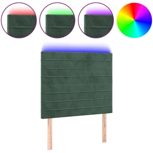 vidaXL Tête de lit à LED Vert foncé 90x5x118/128 cm Velours pas cher