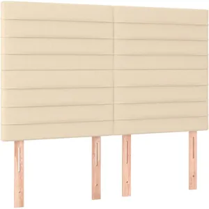 vidaXL Tête de lit à LED Crème 144x5x118/128 cm Tissu pas cher