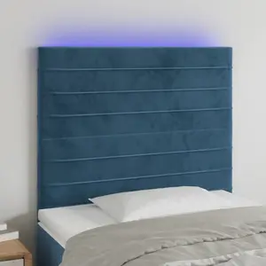 vidaXL Tête de lit à LED Bleu foncé 100x5x118/128 cm Velours pas cher