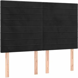 vidaXL Tête de lit à LED Noir 144x5x118/128 cm Velours pas cher
