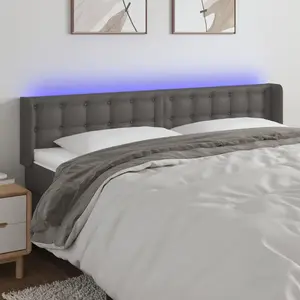 vidaXL Tête de lit à LED Gris 183x16x78/88 cm Similicuir pas cher