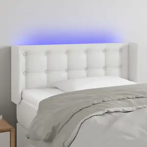 vidaXL Tête de lit à LED Blanc 103x16x78/88 cm Similicuir pas cher