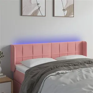 vidaXL Tête de lit à LED Rose 147x16x78/88 cm Velours pas cher