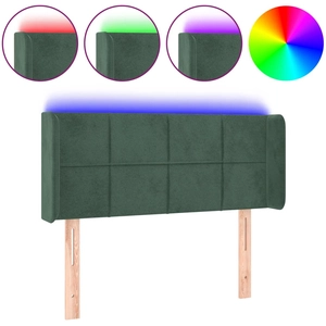 vidaXL Tête de lit à LED Vert foncé 147x16x78/88 cm Velours pas cher