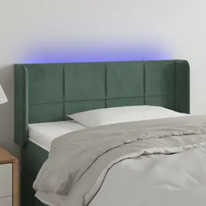 vidaXL Tête de lit à LED Vert foncé 103x16x78/88 cm Velours pas cher