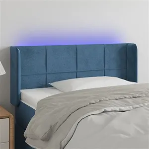 vidaXL Tête de lit à LED Bleu foncé 93x16x78/88 cm Velours pas cher