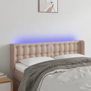 vidaXL Tête de lit à LED Cappuccino 147x16x78/88 cm Similicuir pas cher