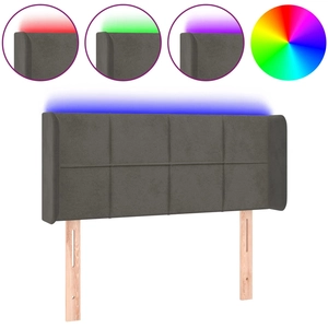 vidaXL Tête de lit à LED Gris foncé 203x16x78/88 cm Velours pas cher