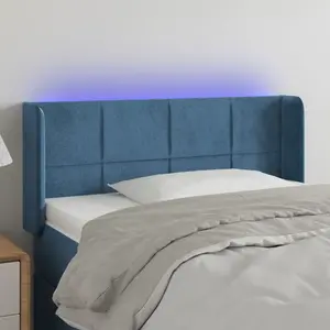 vidaXL Tête de lit à LED Bleu foncé 83x16x78/88 cm Velours pas cher
