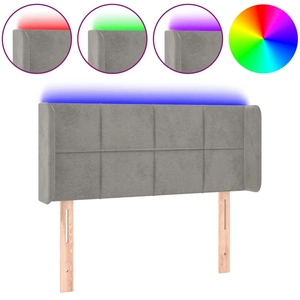 vidaXL Tête de lit à LED Gris clair 93x16x78/88 cm Velours pas cher