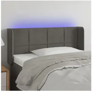 vidaXL Tête de lit à LED Gris foncé 83x16x78/88 cm Velours pas cher