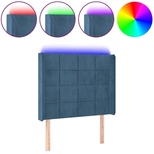 vidaXL Tête de lit à LED Bleu foncé 203x16x78/88 cm Velours pas cher