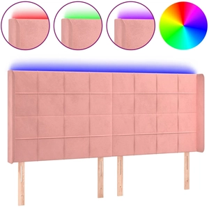 vidaXL Tête de lit à LED Rose 203x16x78/88 cm Velours pas cher