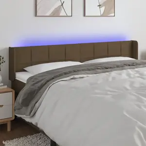 vidaXL Tête de lit à LED Marron foncé 183x16x78/88 cm Tissu pas cher