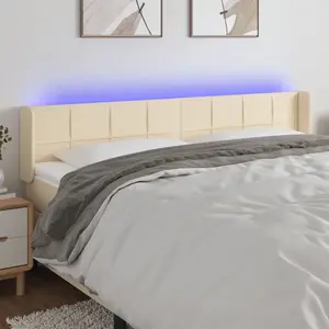 Comparateur de prix : vidaXL Tête de lit à LED Crème 183x16x78/88 cm Tissu