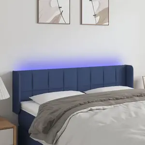 vidaXL Tête de lit à LED Bleu 147x16x78/88 cm Tissu pas cher