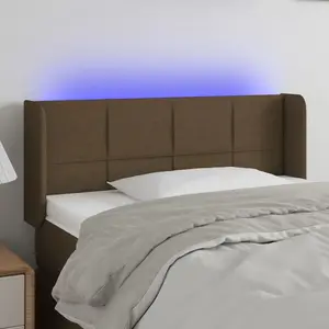 vidaXL Tête de lit à LED Marron foncé 93x16x78/88 cm Tissu pas cher