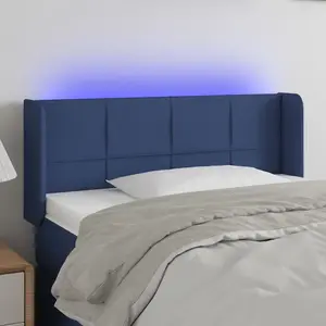 vidaXL Tête de lit à LED Bleu 103x16x78/88 cm Tissu pas cher