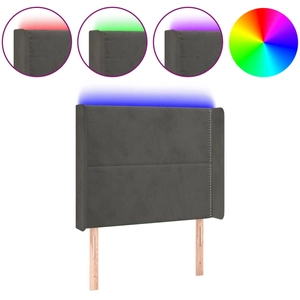 vidaXL Tête de lit à LED Gris foncé 203x16x78/88 cm Velours pas cher