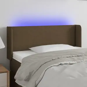 vidaXL Tête de lit à LED Marron foncé 103x16x78/88 cm Tissu pas cher