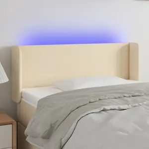 vidaXL Tête de lit à LED Crème 103x16x78/88 cm Tissu pas cher