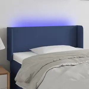vidaXL Tête de lit à LED Bleu 83x16x78/88 cm Tissu pas cher
