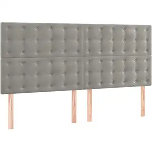 vidaXL Tête de lit à LED Gris clair 180x5x118/128 cm Velours pas cher