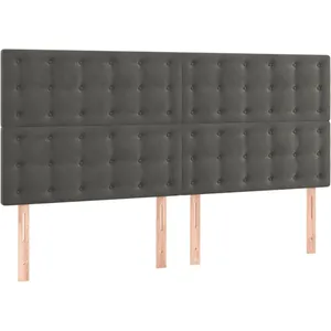 vidaXL Tête de lit à LED Gris foncé 200x5x118/128 cm Velours pas cher