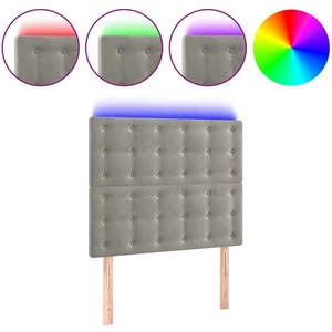 vidaXL Tête de lit à LED Gris clair 90x5x118/128 cm Velours pas cher
